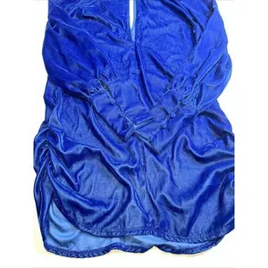 Asos Royal Blue Velvet Long Sleeve Cut Out Long Blouse‎ Size 4 NWT thumbnail 4