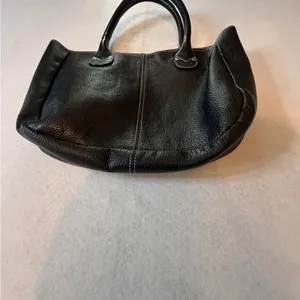 Vintage Genuine Leather Mini Tote Bag Black Handmade Minimalist Satchel thumbnail 2
