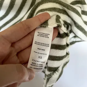 Democracy‎ green white knit striped short sleeved shirt women's size XS cotton thumbnail 4