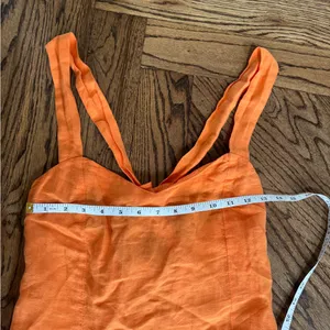 120% Lino Orange Sleeveless Maxi Dress 100% Linen Flax A-Linen Large Sweetheart thumbnail 4