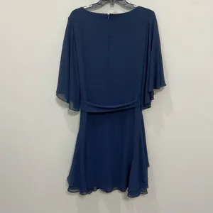 Lauren Ralph Lauren Cocktail Dress Mandie Navy Blue Ruffled Knee-Length Sz 14 thumbnail 5