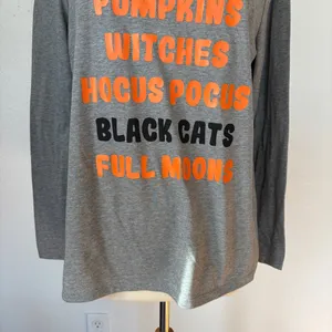 Celebrate It Gray & Orange Long Sleeve Halloween Graphic T-Shirt thumbnail 3