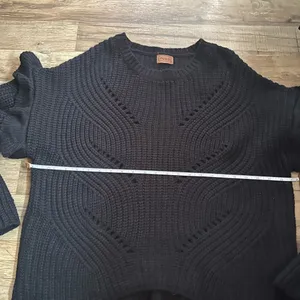 POL Black Chunky Knit Oversized Sweater‎ Ruffle Sleeve NWOT T Medium thumbnail 10