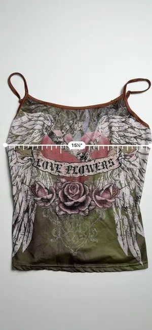 Grunge Fairycore Sexy Camisole Sexy Graphic Wing & Heart Design Tank Top thumbnail 4