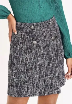 Loft Faux Wrap Tweed Mini Skirt Size 0 Office Career Workwear‎ Minimalist thumbnail 1