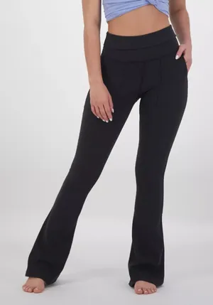 OFFLINE By Aerie Ribbed Pocket Foldover Flare Leggings Black Yoga Extra Small thumbnail 1