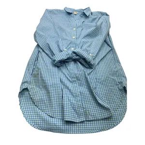 L.L.Bean Womens Medium Button-Up Gingham Shirt Blue & Green Long Sleeve 23i thumbnail 1