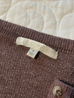 Z Supply Maroon Long Sleeve Ribbed Henley Sweatshirt thumbnail 2