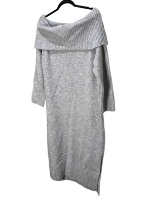 Daily Practice Off-Shoulder Foldover Midi Sweater Dress - Light Gray 1X NWT thumbnail 9