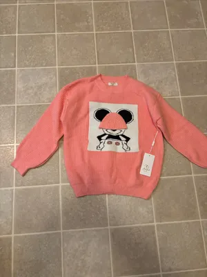 Women's Pink Crewneck Graphic Knit Sweater thumbnail 3