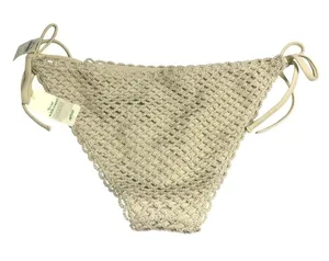 Aerie Bikini Bottom Cheeky String Ties Crochet Beige Tan S thumbnail 2
