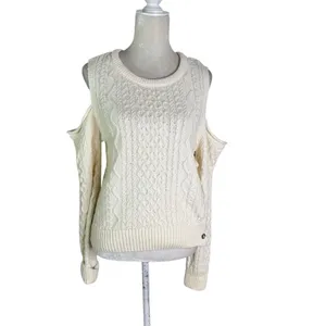 NWT Anthropologie Pilcro Cutout Fisherman Sweater Cream Size S thumbnail 7