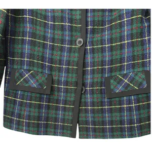 Vintage Sag Harbor Plaid Blazer Jacket Green Tartan Collarless Lined Size 14‎ thumbnail 6