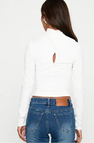 Princess Polly White Long Sleeve Top thumbnail 3