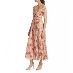 ASTR Leonara Off Shoulder Maxi Dress Peach Multi One Size NWT thumbnail 6