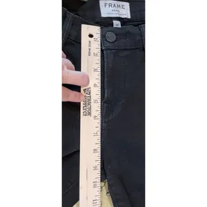 FRAME Womens 29 Black Jeans Empire‎ Skinny Distressed Knee Raw Hem Preppy Grunge thumbnail 5