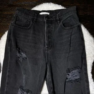 PacSun Black Distressed High Rise Straight Black Jeans thumbnail 3