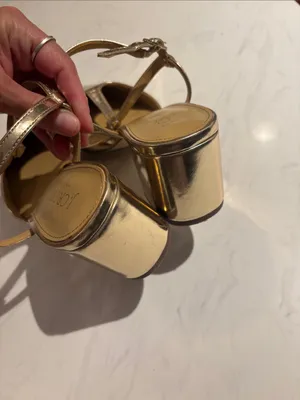 J. Crew Gold Metallic T-Strap Women’s Heels thumbnail 5