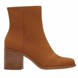 TOMS Tan Leather Block Heel Ankle Boot thumbnail 1