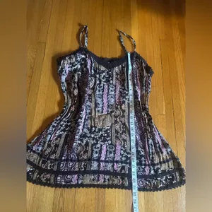 Vtg Y2K faded glory boho Fairycore brown paisley babydoll tank, size L thumbnail 4
