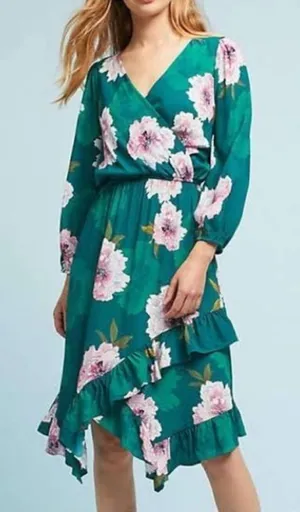 Anthropologie Spring wedding guest dress Plenty Floral Short Sleeve Flowy XS thumbnail 1