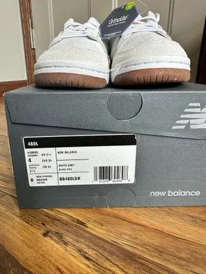 New Balance Men's 480L White Cream Sneakers with Orange women's 5.5 thumbnail 3