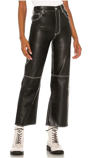 We the Free People It Factor Vegan Leather Pants Topstitching Size 12 Grunge thumbnail 1