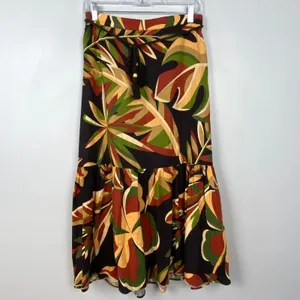 House‎ of Harlow 1960 Tiered Linen Blend Midi Skirt Earth Tones Boho Fairy Small thumbnail 2