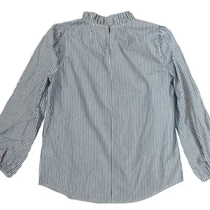 J.Crew Organic Cotton Long Sleeve Ruffleneck Top Stripe Blue Size‎ XS thumbnail 5