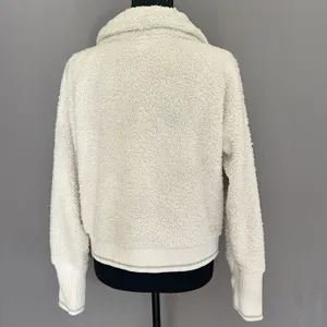 Athleta Tugga Jacket Womens M Sherpa Teddy Fleece Full Zip Cozy Ivory‎ Medium thumbnail 5