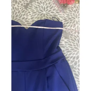 Express Strapless Jumpsuit size 0 Royal Blue Petite Sweetheart Neck Pockets Chic thumbnail 6
