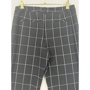Alfani Windowpane Plaid Pants Women 8 Black White Straight Leg Stretch Trousers thumbnail 4