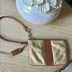 Coach Classic Nylon Tan/ Brown Wristlet Mini Purse thumbnail 2