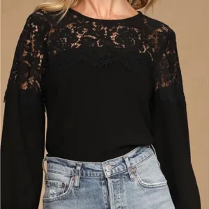 Lulu's Black Lace Detail Blouse‎ thumbnail 1
