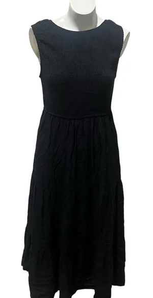 ZESICA Maxi Dress Womens Size L Black Sleeveless High Neck Tie-Back Long thumbnail 1