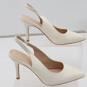 Unbranded Slingback Pumps Womens 8 Pointed Toe Stiletto Cream Faux Leather Good thumbnail 3