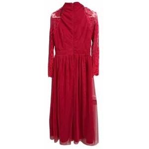 Little Mistress Lace Long Sleeve High Neck Maxi Dress‎ Red Women's Size 6 thumbnail 2