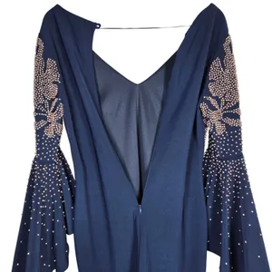 Betsy & Adam Navy Beaded Bell Sleeve V Neck Mini Cocktail Dress Size 8‎ NWT thumbnail 3