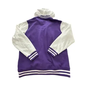 SA Hoodie Varsity Letterman Jacket XL Fleece Snap Bomber Purple Unisex‎ #UV9-1 thumbnail 2