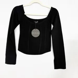 White Fox Boutique It’s Just Us Long Sleeve Corset Top Black thumbnail 3