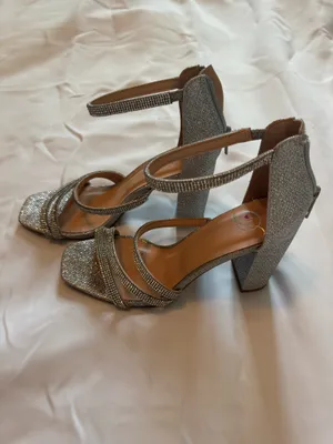 Windsor Sparkling Silver Ankle-Strap Heels thumbnail 2