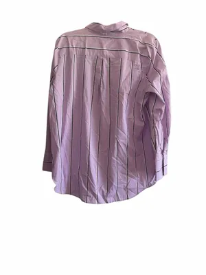 NWT Talbots Boyfriend Shirt Weekend Stripe Size L Lilac 100% cotton thumbnail 3