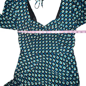 B.O.G. Band Of The Free Womens Genevieve Teal‎ Diamond Long Sleeve Mini Dress S thumbnail 7