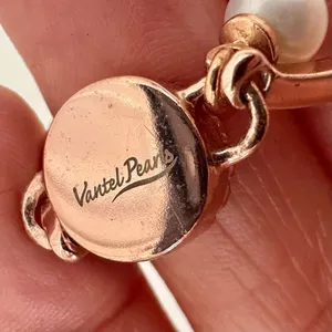 Vantel Pearls rose gold blue rhinestone pearl bracelet thumbnail 3