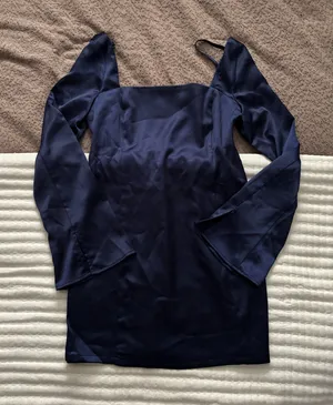 Navy Satin Dress Blue Size XS thumbnail 1
