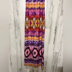 Just Love Aztec Ikat Maxi Dress Womens Medium Pink Purple Tie Dye Racerback Long thumbnail 5