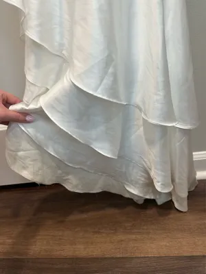 White Asymmetrical Ruffled Gown Mac Duggal Cut-Out 4 thumbnail 8