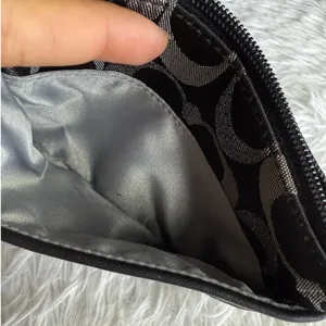 COACH Black Silver Signature Canvas Wristlet thumbnail 4