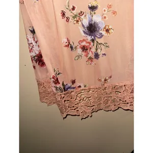 Polly & Esther Fairycore Peach Floral Mesh Duster Cardigan Bell Sleeve Lace L Layering Ethereal thumbnail 6