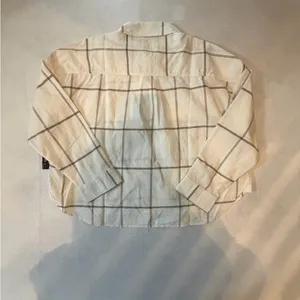 Vans Antica Boxy Long Sleeve Button Down Shirt Cream Plaid Size Large NWT thumbnail 2